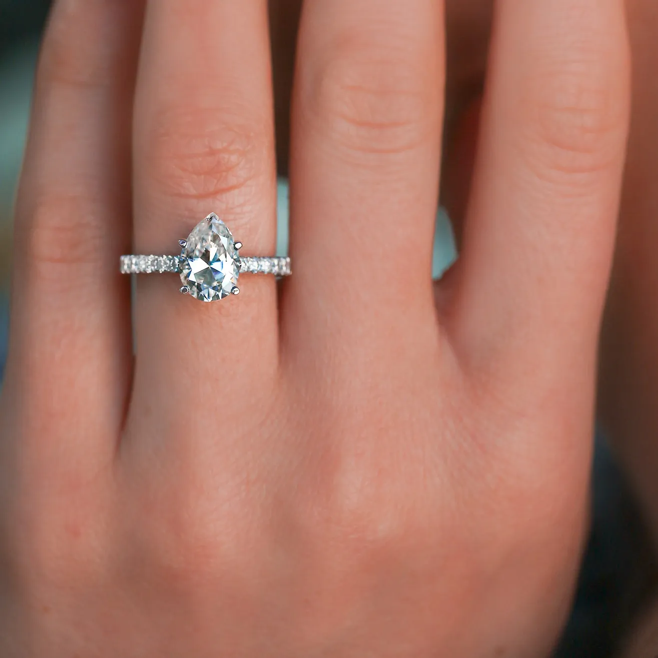 2.1ct Pear Moissanite Ring