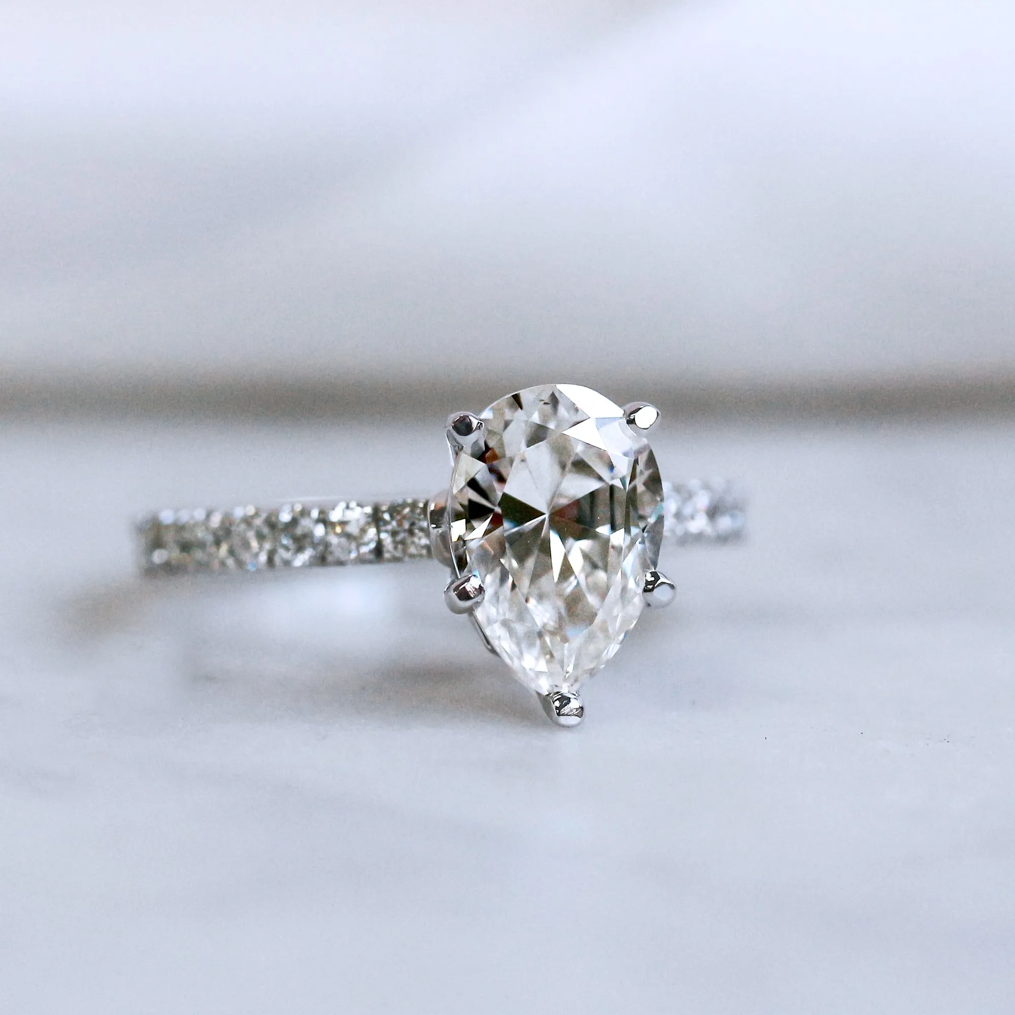 2.1ct Pear Moissanite Ring