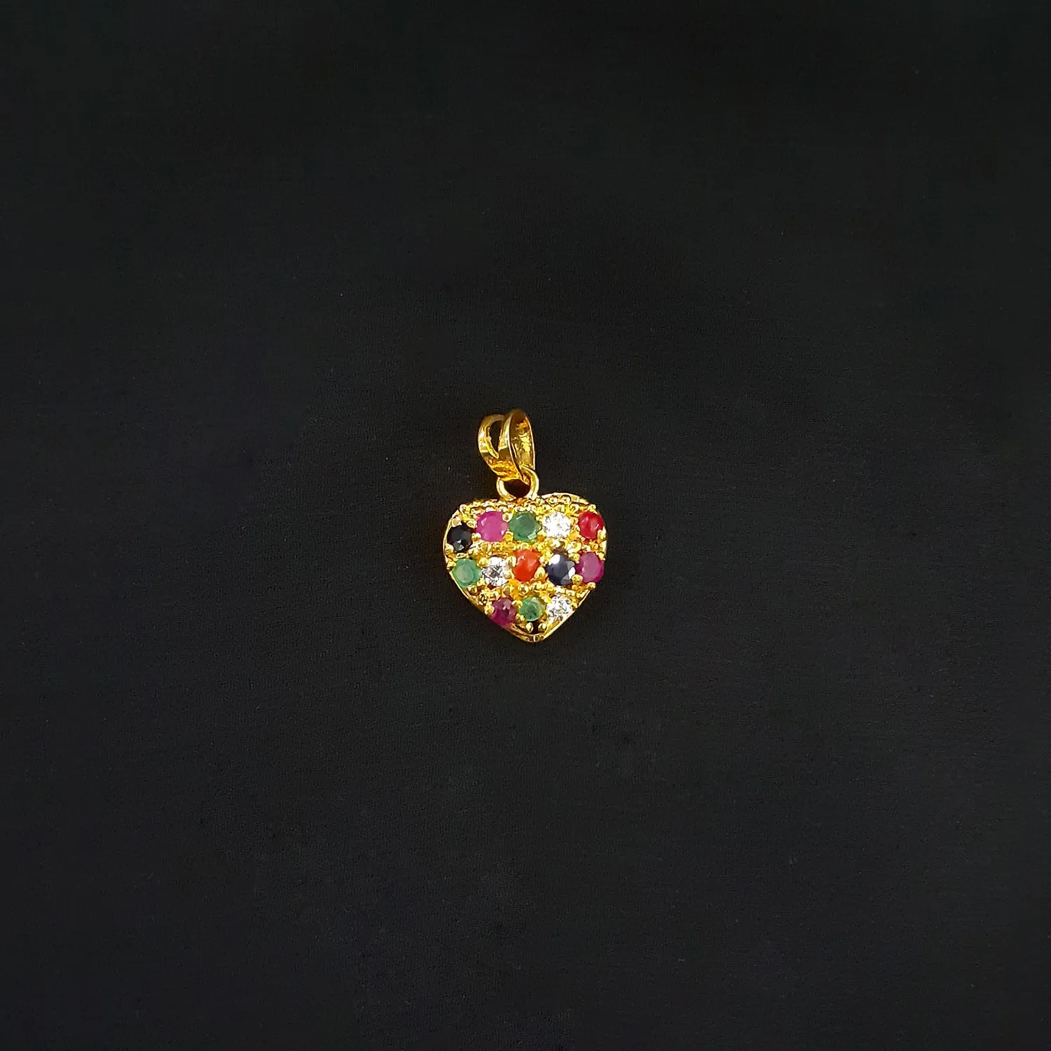 22K YG Semi Stone Heart Pendant-1pc