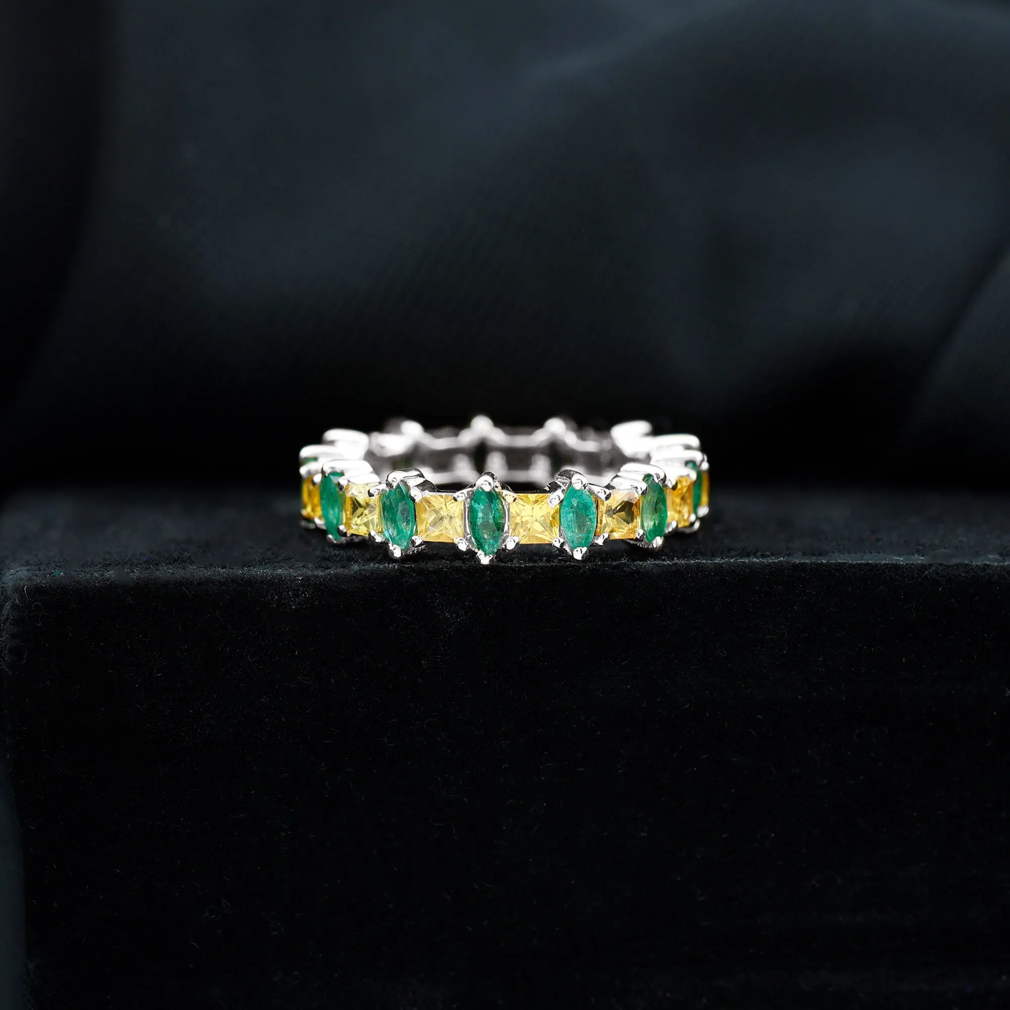 3 CT Emerald and Yellow Sapphire Alternate Full Eternity Ring