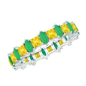 3 CT Emerald and Yellow Sapphire Alternate Full Eternity Ring