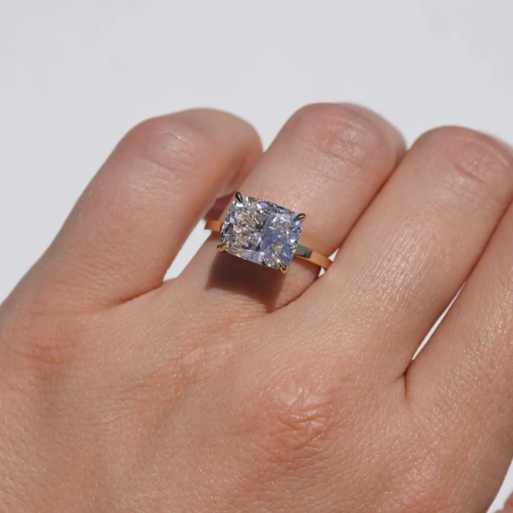 4.50 Carat Lab Cushion East-West Setting