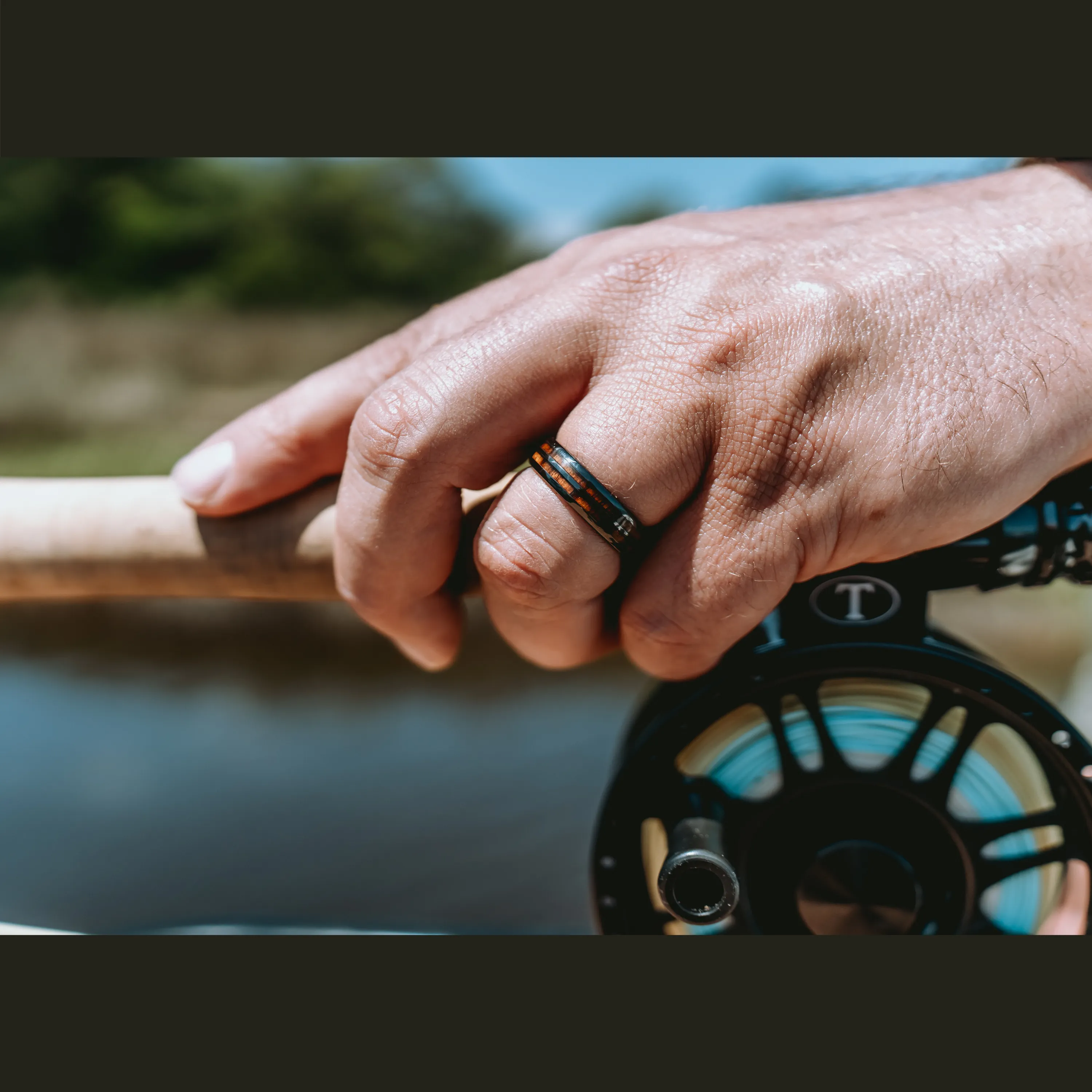 6mm Barrel Ceramic Koa Wood Ring