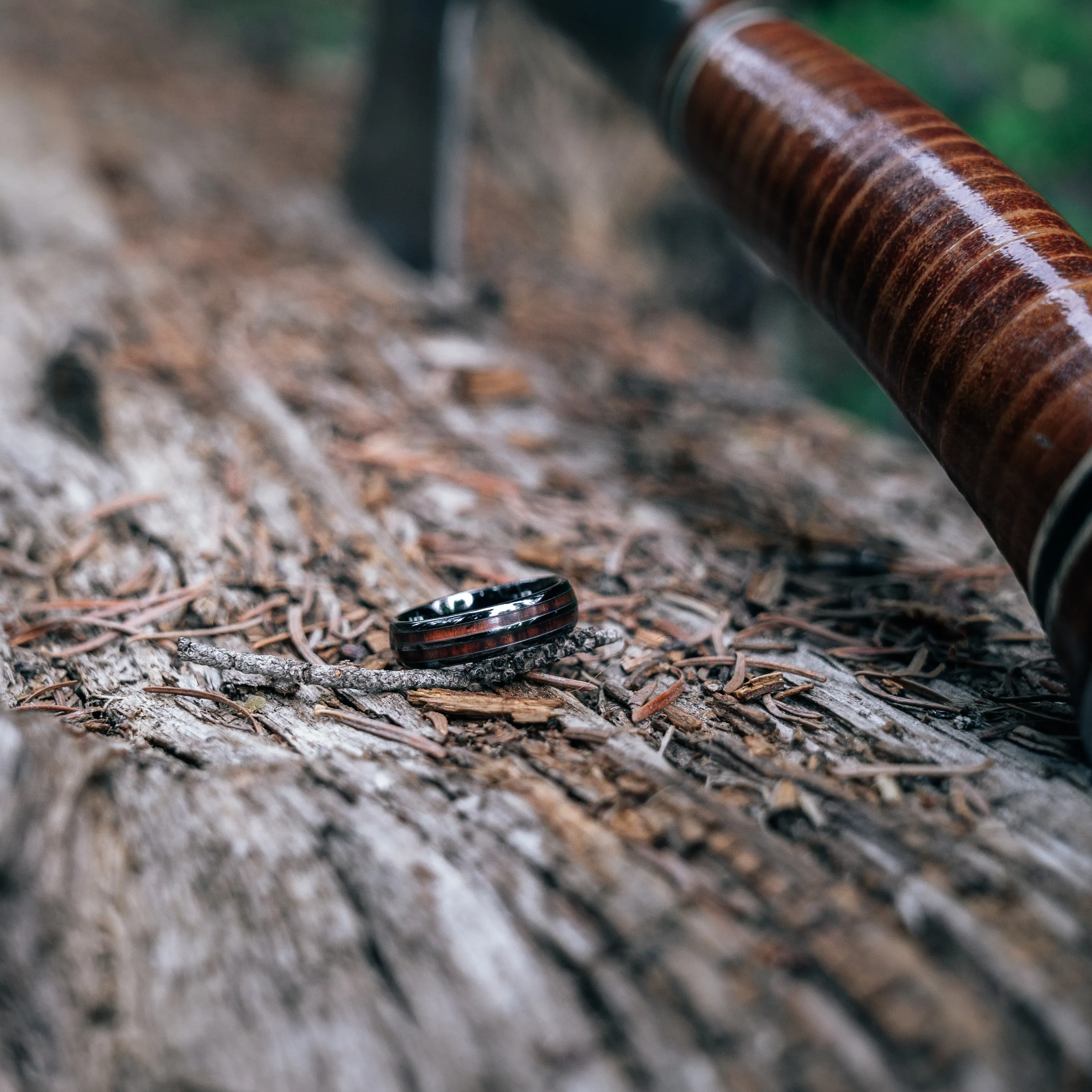 6mm Barrel Ceramic Koa Wood Ring