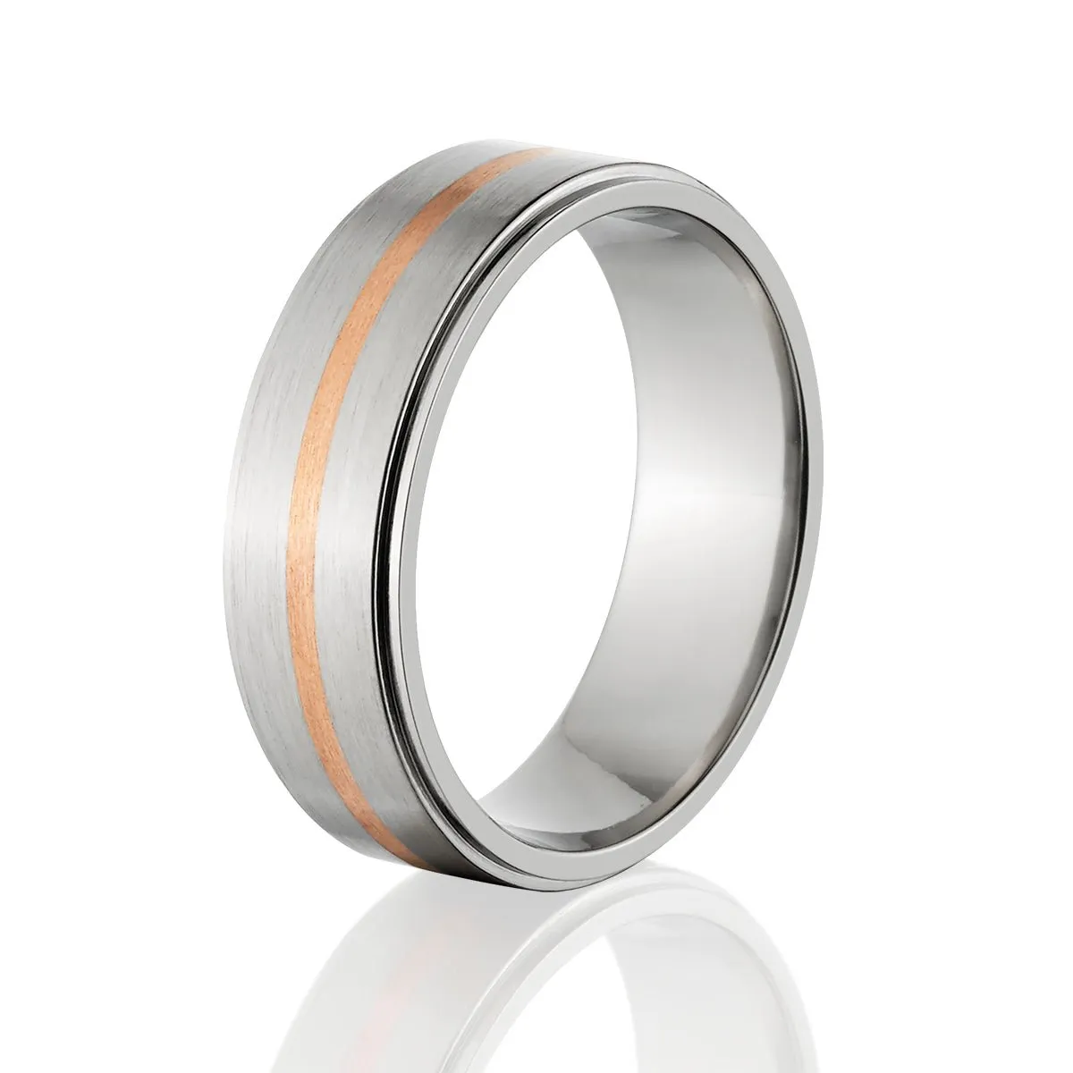 7mm Titanium Men's Wedding Band with Copper Inlay