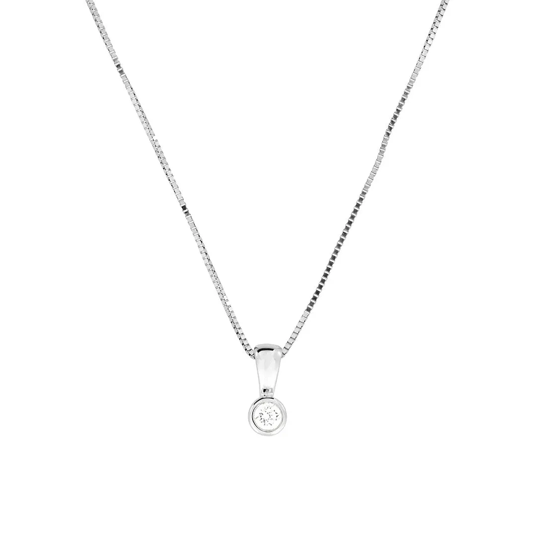 9 Carat White Gold & Diamond Solitaire Pendant (0.07ct Diamond)