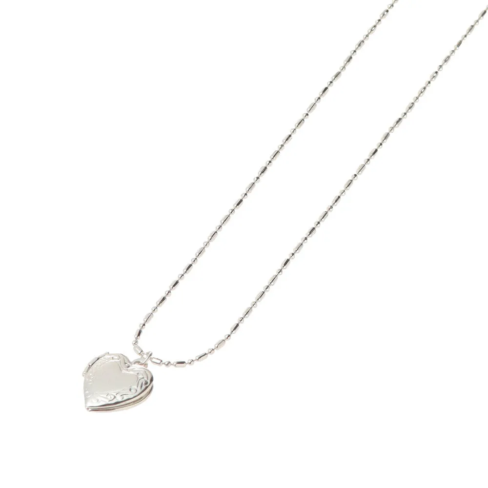 925 Silver Plated Heart Locket Slider Necklace