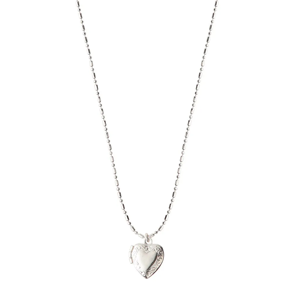 925 Silver Plated Heart Locket Slider Necklace