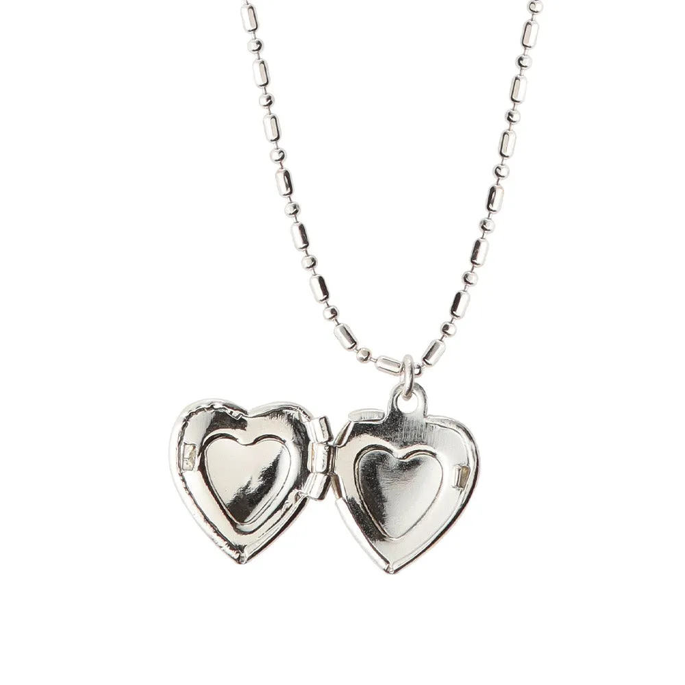 925 Silver Plated Heart Locket Slider Necklace