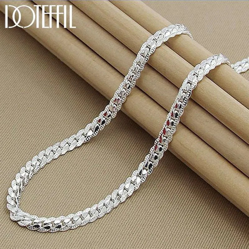 925 Sterling Silver 6mm Chain Necklace for Woman-Men Fashion Jewelry Gift