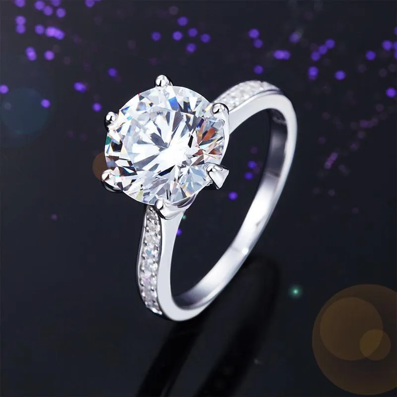 925 Sterling Silver Luxury Wedding Engagement Ring 3 Carat Simulated Diamond Jewelry