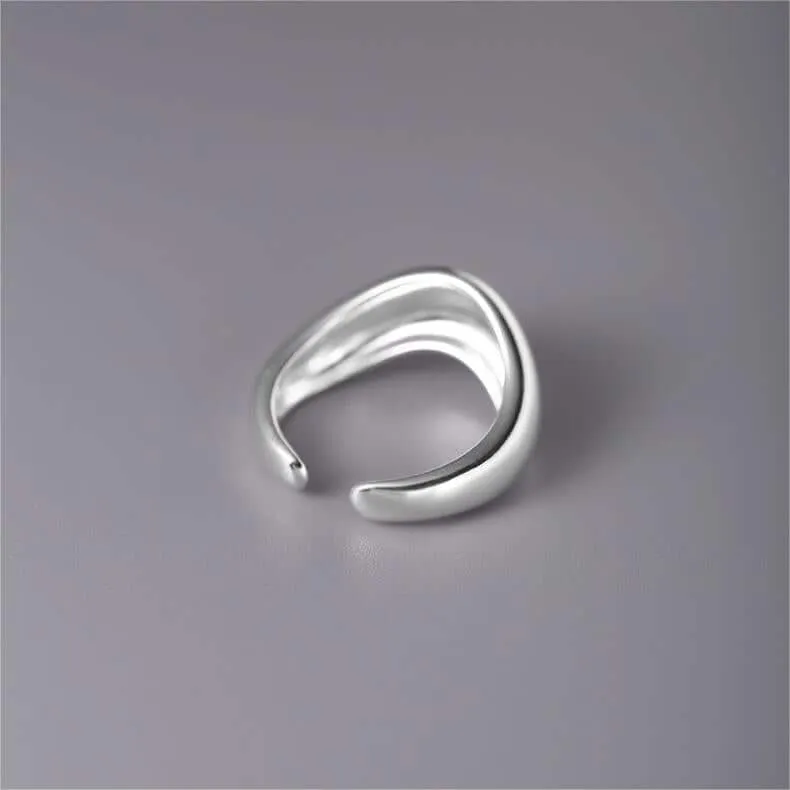 925 Sterling Silver Wave Smooth Plain Ring