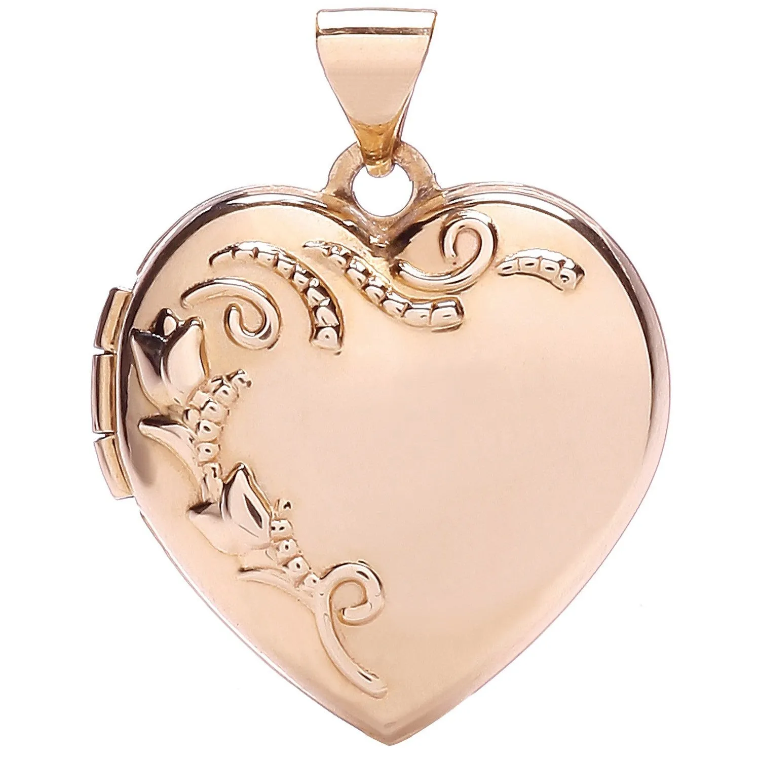 9ct Rose Gold Love Heart Shaped Locket Pendant Necklace