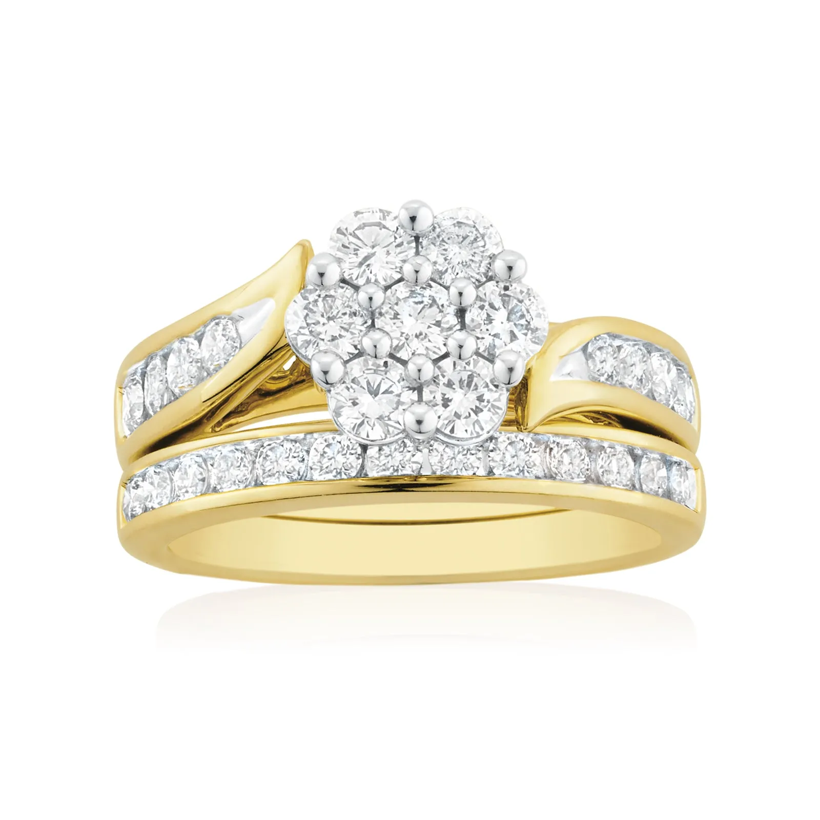 9ct Two Tone Gold Round Brilliant Cut with 1.35 Carat tw of Diamonds Ring