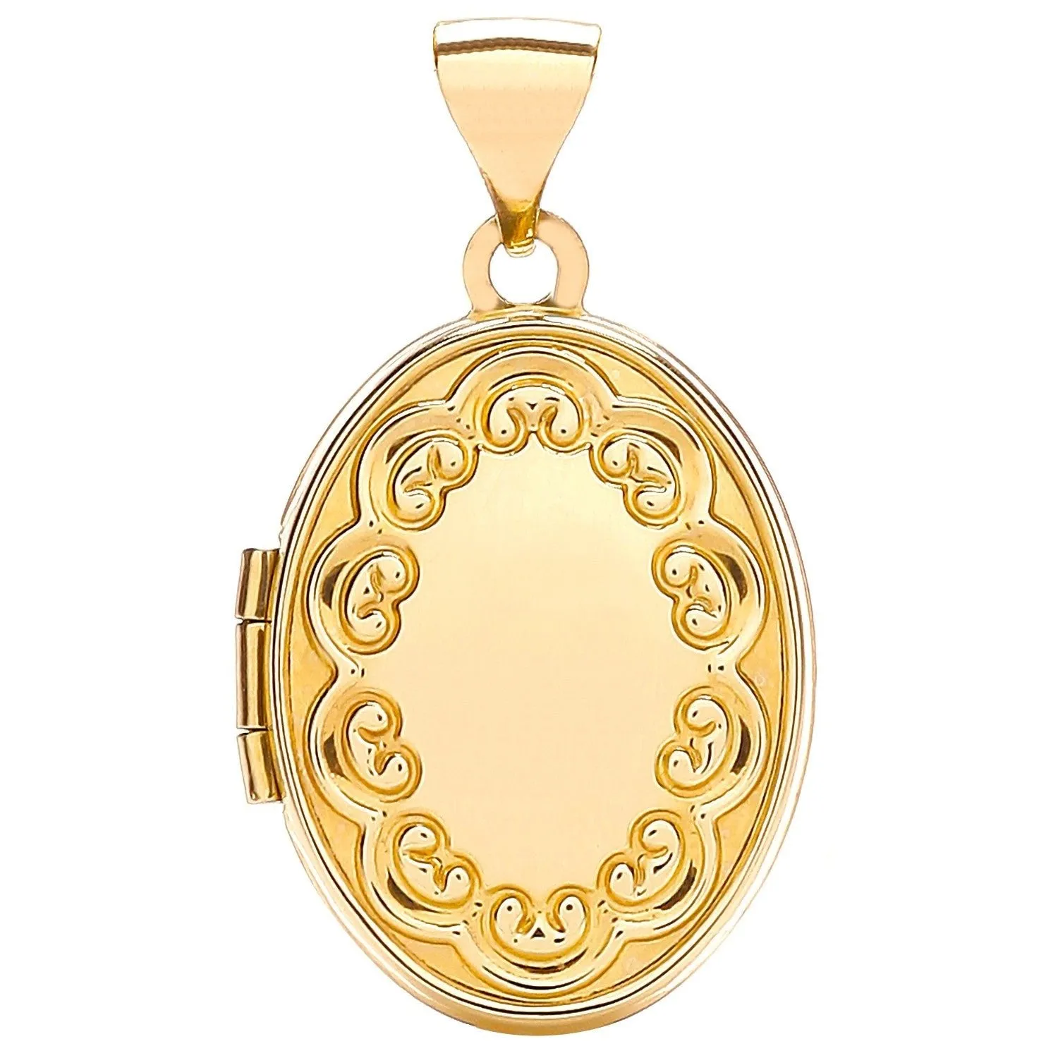 9ct Yellow Gold Oval Shaped Locket Pendant Necklace