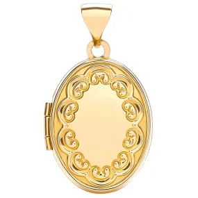 9ct Yellow Gold Oval Shaped Locket Pendant Necklace