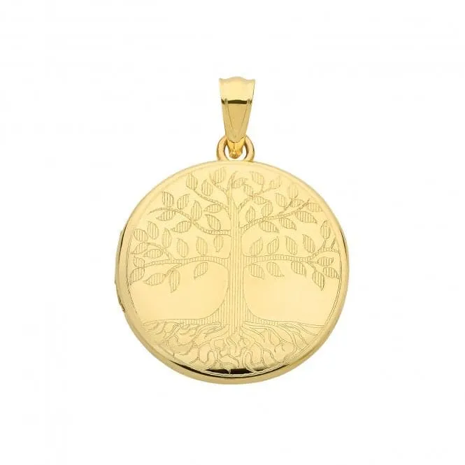 9ct Yellow Gold Round Tree Of Life Engraved Locket PN1114