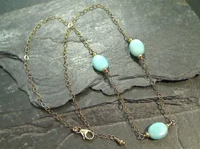 Adjustable Up To 16" Amazonite, Gold Filled Necklace