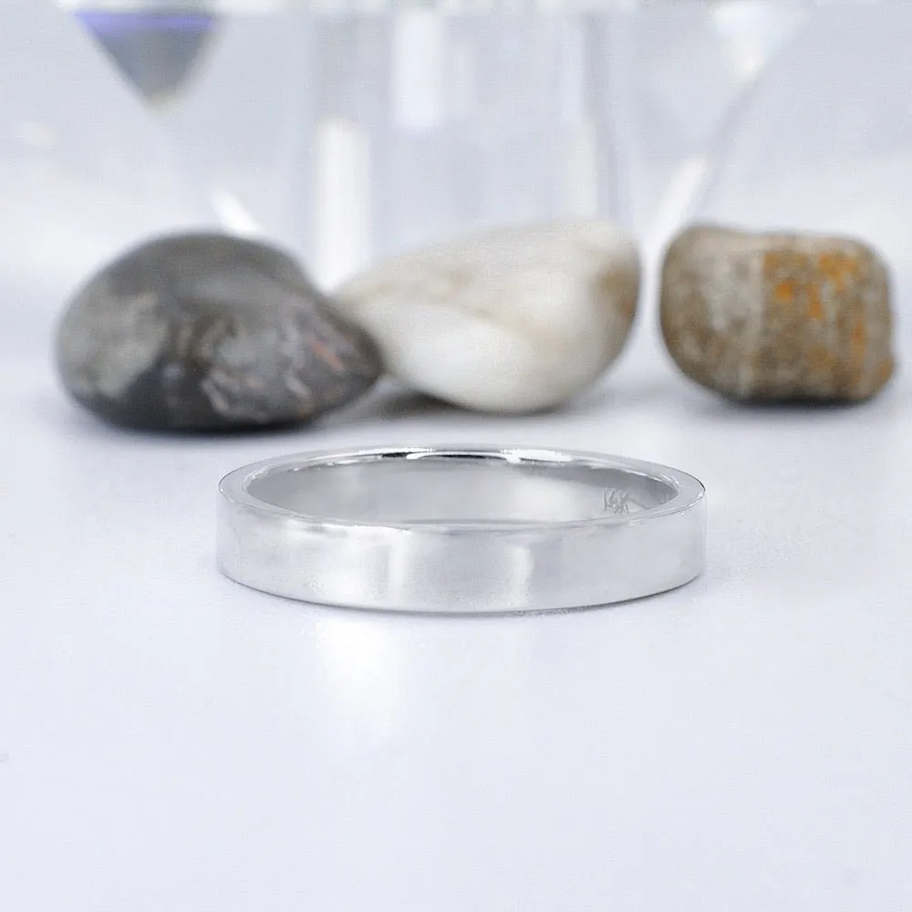 Affordable Plain Wedding Band in 14KT White Gold PSRI1090