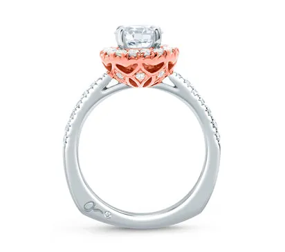 A.JAFFE ART DECO CENTER OF MY UNIVERSEÂ¢ ROSE GOLD DIAMOND HALO ENGAGEMENT RING 0.51             (