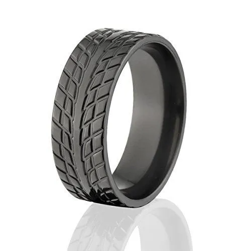 All Black Tire Tread Ring - Men's Wedding Band