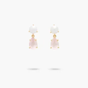 Amare Wear Petite Freshwater Pearl and Rose Quartz Dangle Earrings