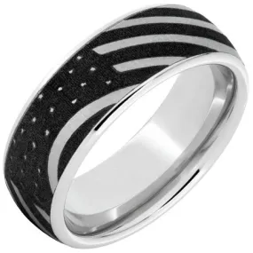 American Flag Domed Mens Wedding Band