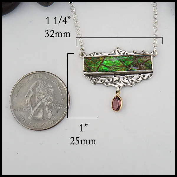 Ammolite & Pink Tourmaline Pendant