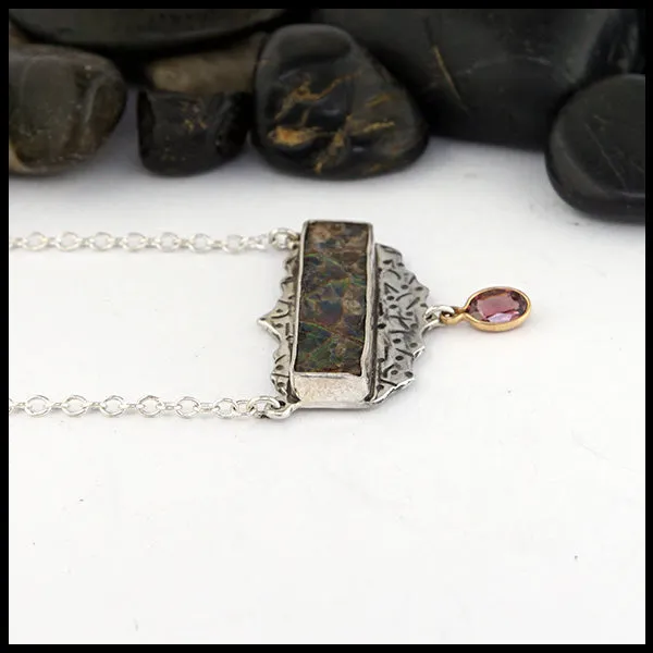 Ammolite & Pink Tourmaline Pendant