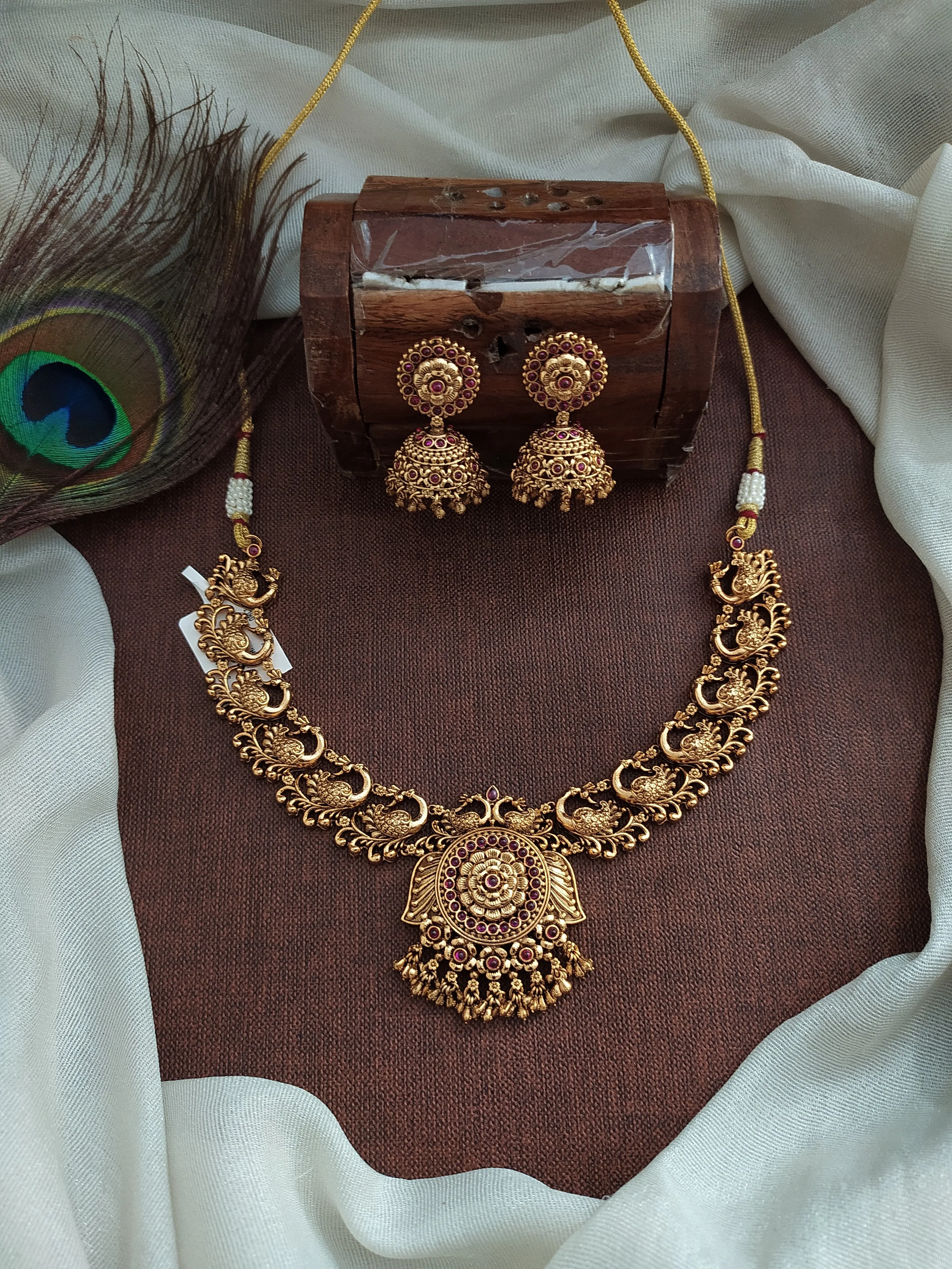 Antique Peacock Motif Necklace Set