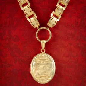 Antique Victorian Bird Locket And Collar Silver Gold Gilt