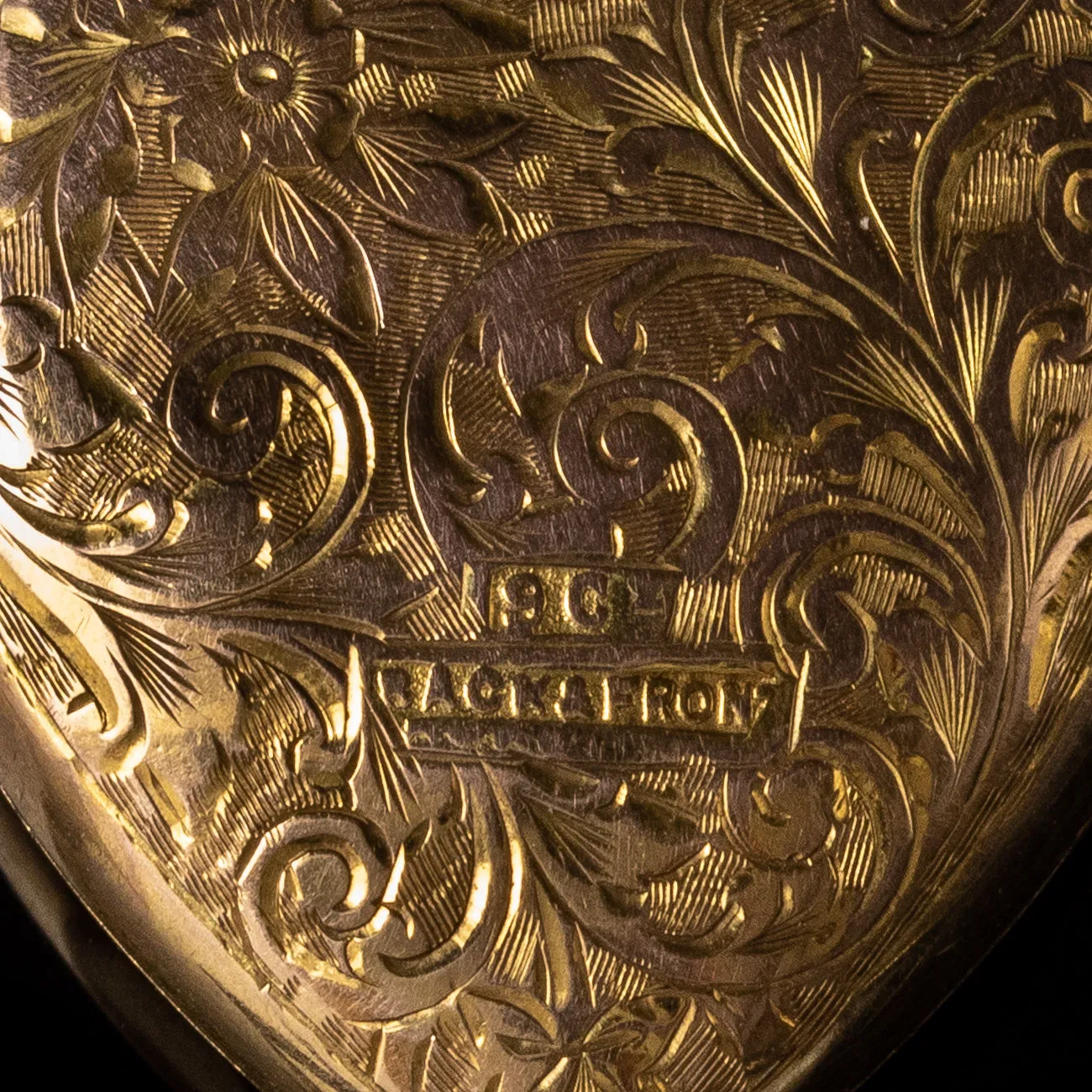 Antique Victorian Engraved Heart Locket 9Ct Yellow Gold Circa 1890