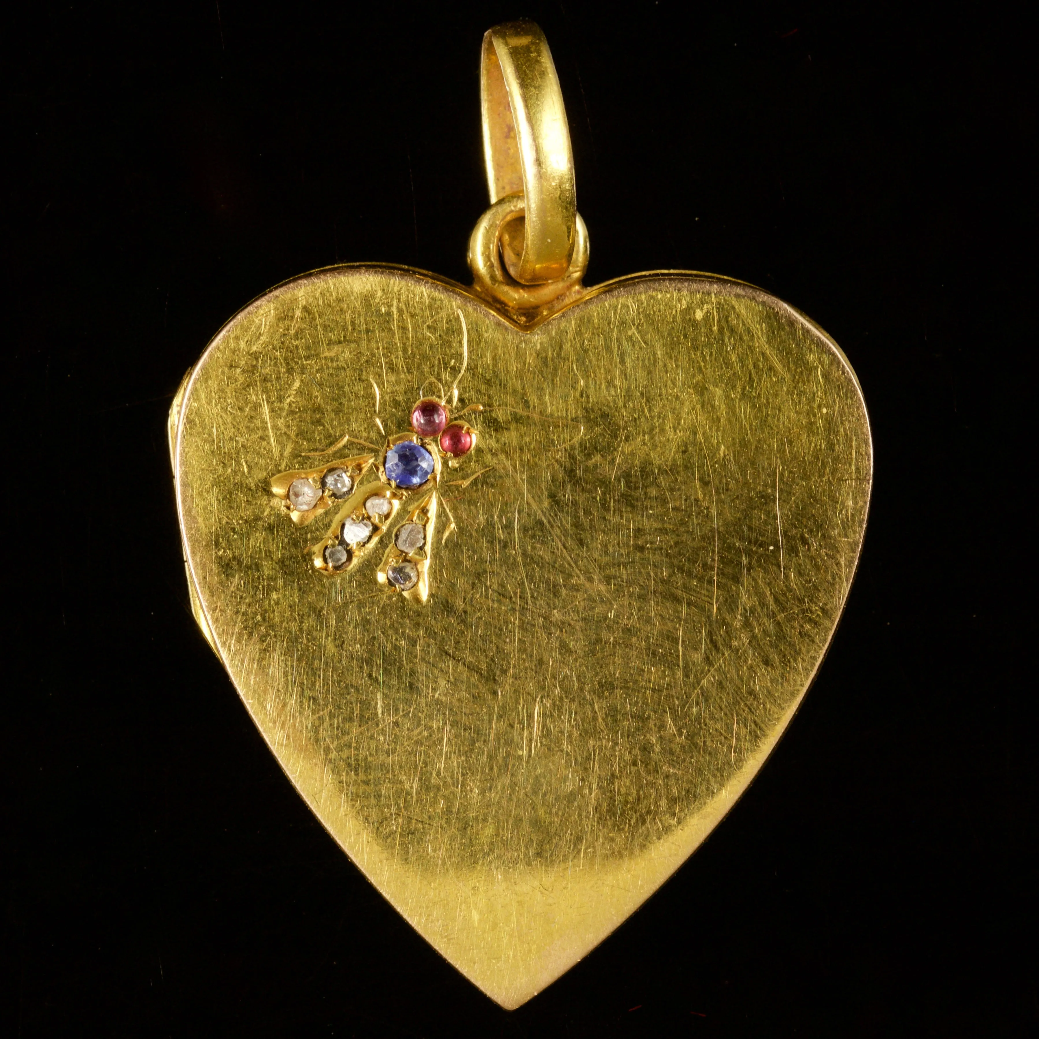 Antique Victorian Heart Locket 18Ct Gold Diamond Ruby Sapphire Circa 1880