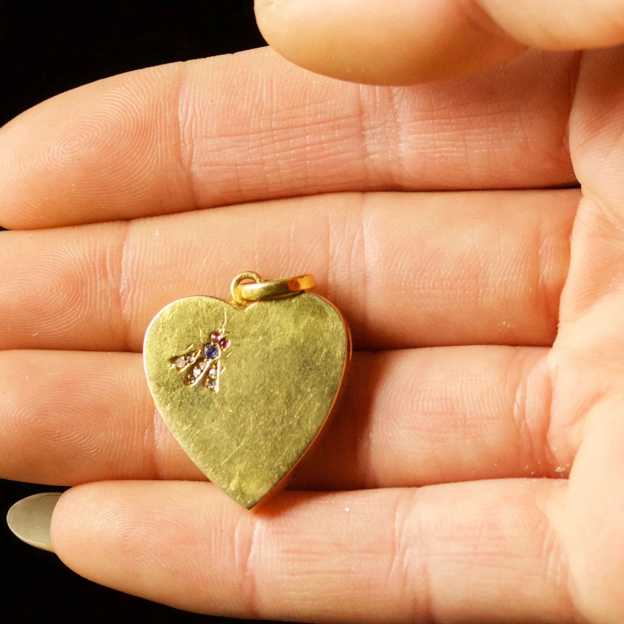 Antique Victorian Heart Locket 18Ct Gold Diamond Ruby Sapphire Circa 1880