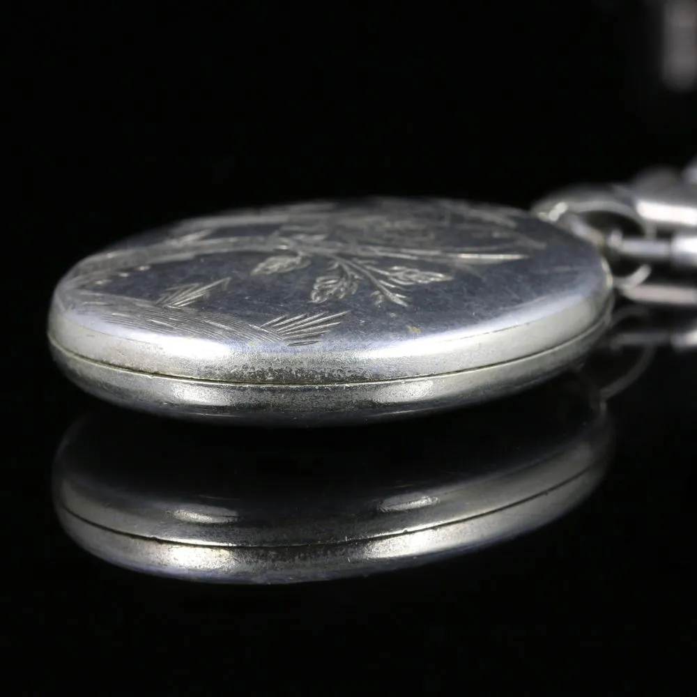 Antique Victorian Silver Locket Collar Circa 1880