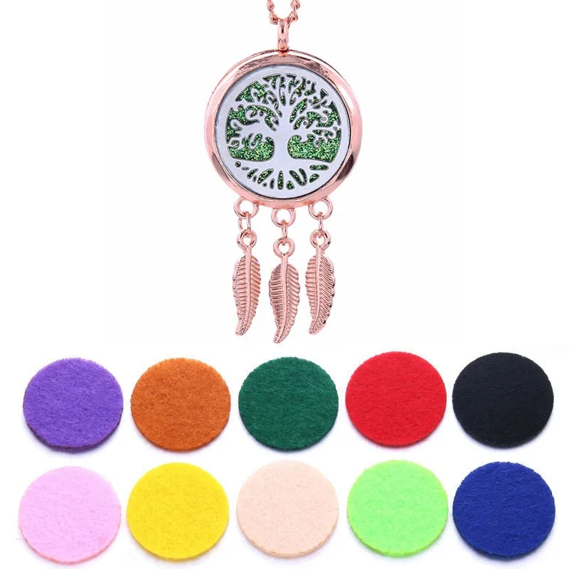 Aroma Diffuser Dreamcatcher Feather Locket Pendant