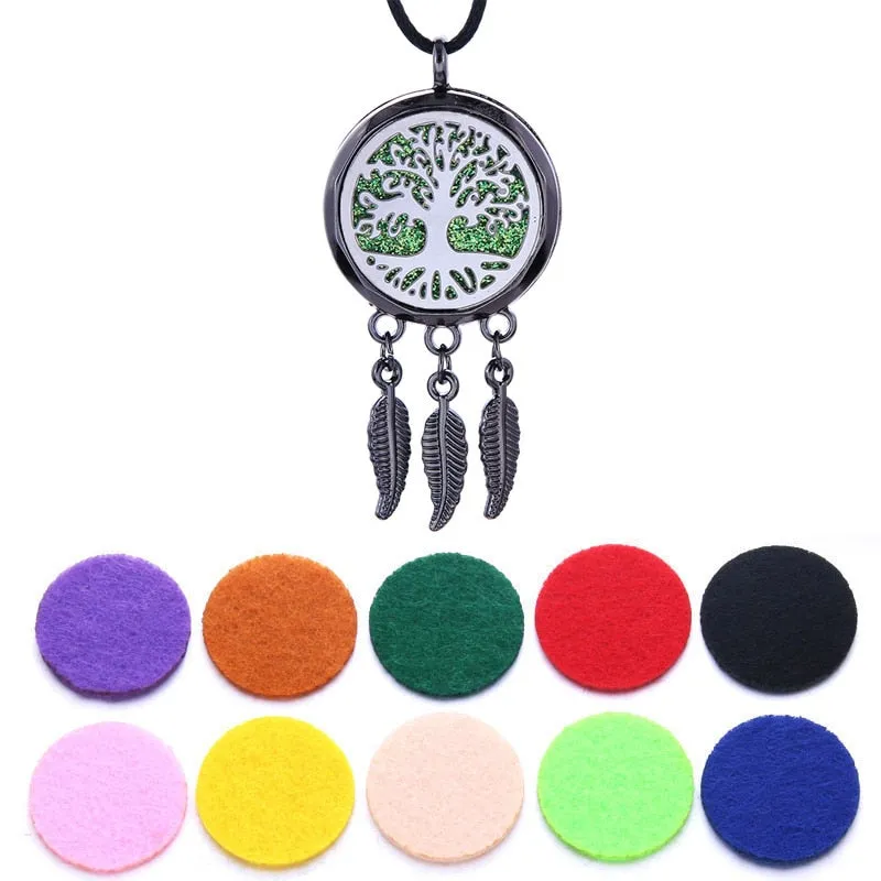 Aroma Diffuser Dreamcatcher Feather Locket Pendant