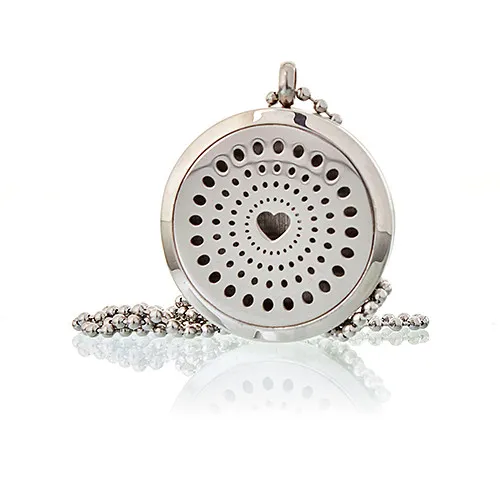 Aromatherapy Diffuser Necklace - Diamonds Heart 30mm