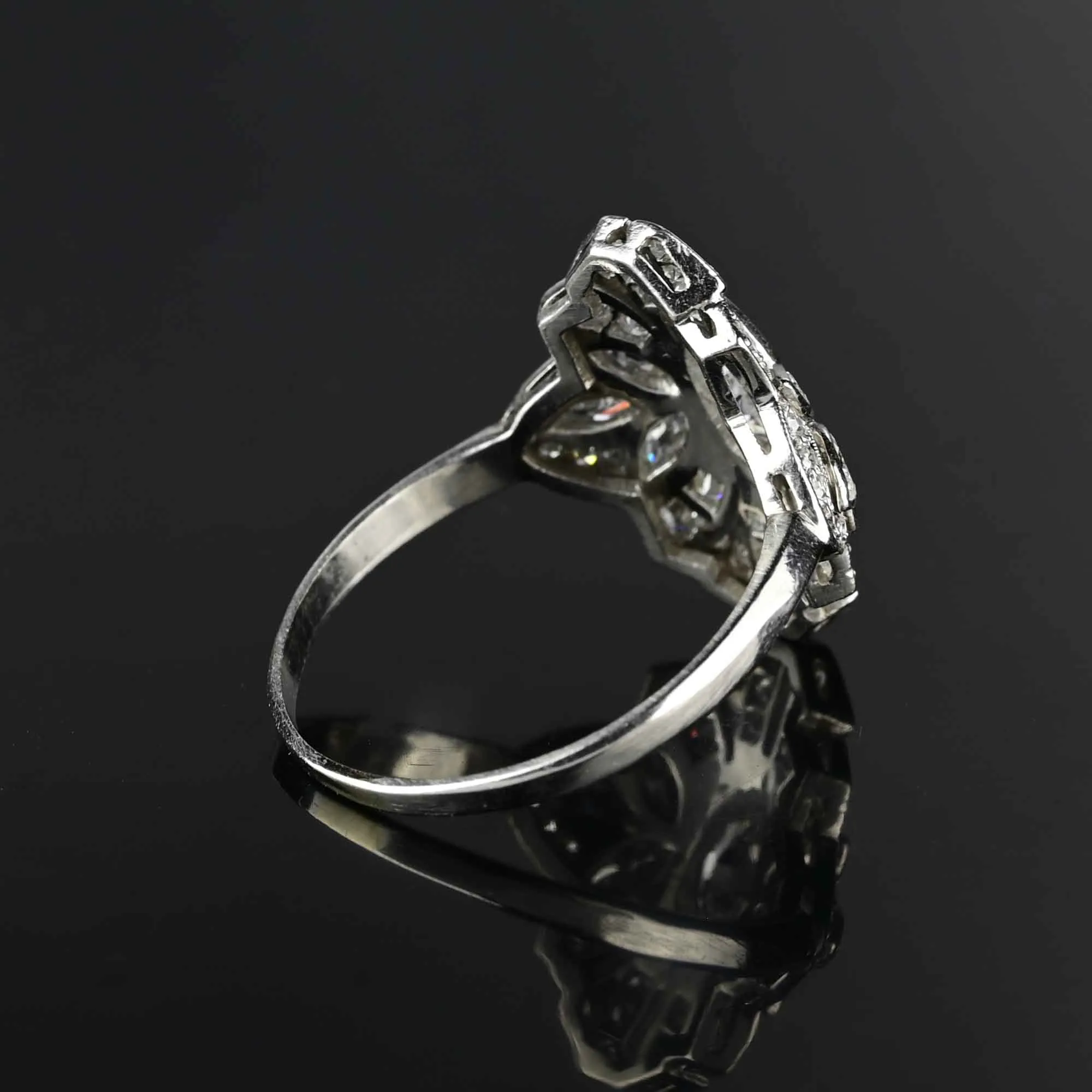 Art Deco Platinum Diamond Dinner Ring