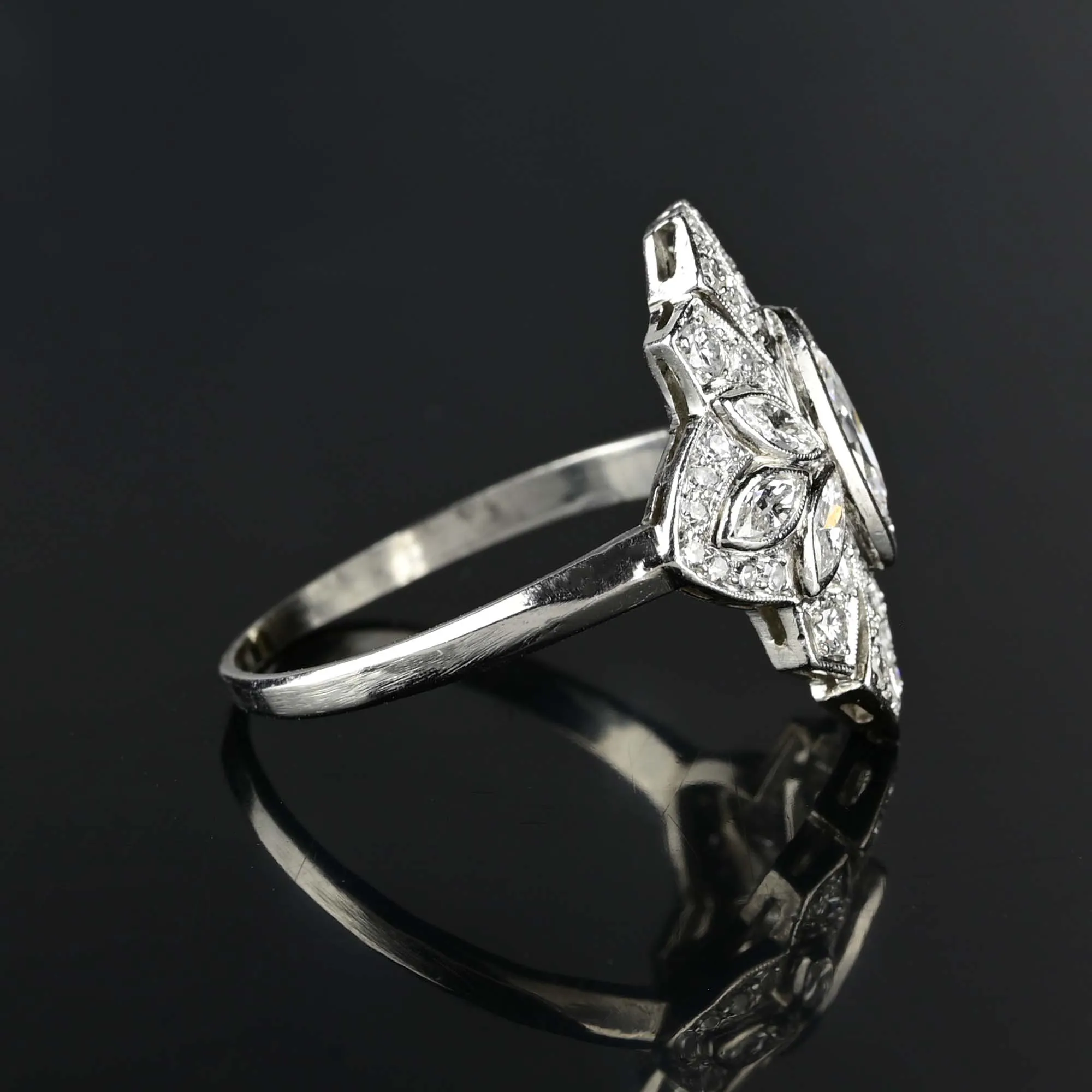 Art Deco Platinum Diamond Dinner Ring