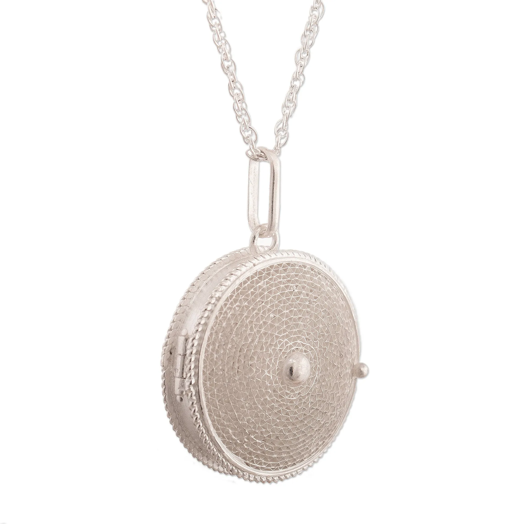 Artisan Crafted Peruvian Sterling Silver Locket Necklace - Precious Secret | NOVICA