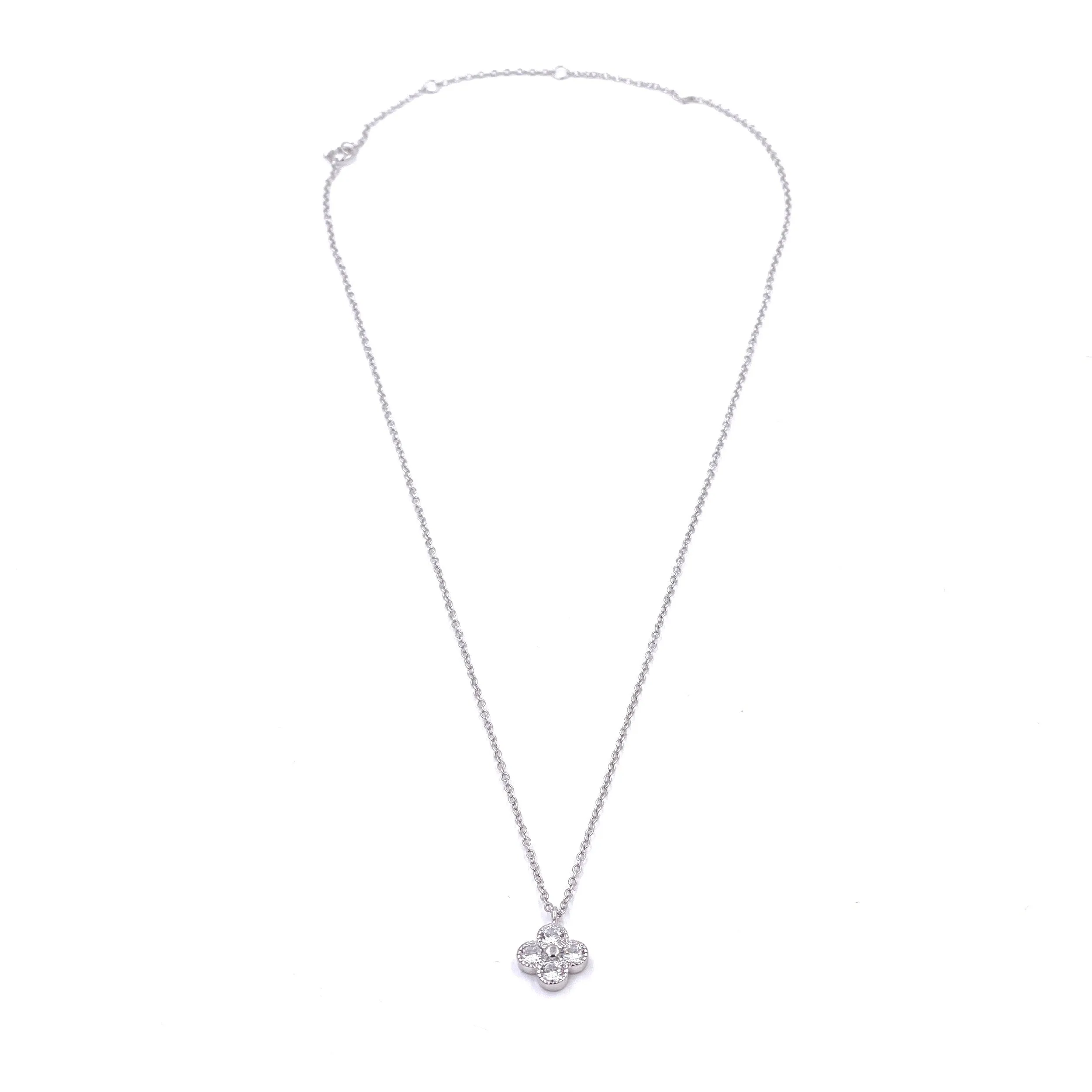 Ashley Gold Sterling Silver CZ Clover Design Necklace