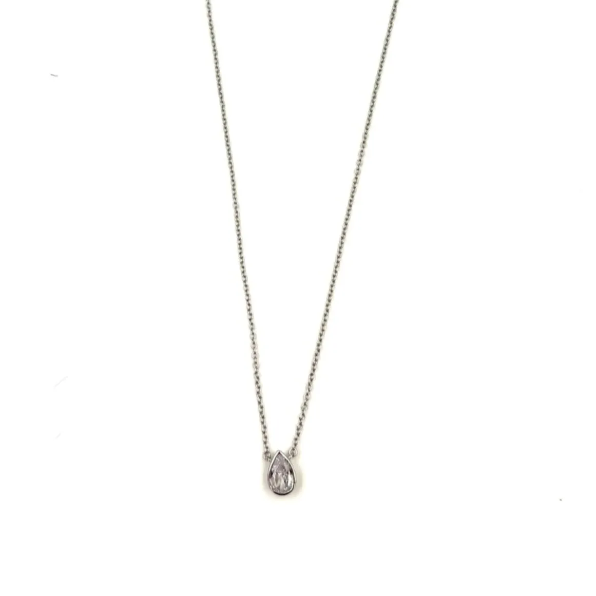 Ashley Gold Sterling Silver Teardrop CZ Pendant Necklace