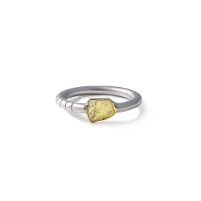 Aspa Rough Yellow Sapphire Ring (White Rhodium)