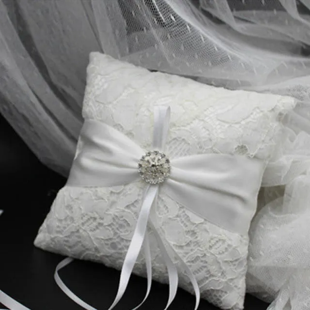 Assorted Styles Lovely Ring Bearer Pillows Decorated with Lace and Pearls