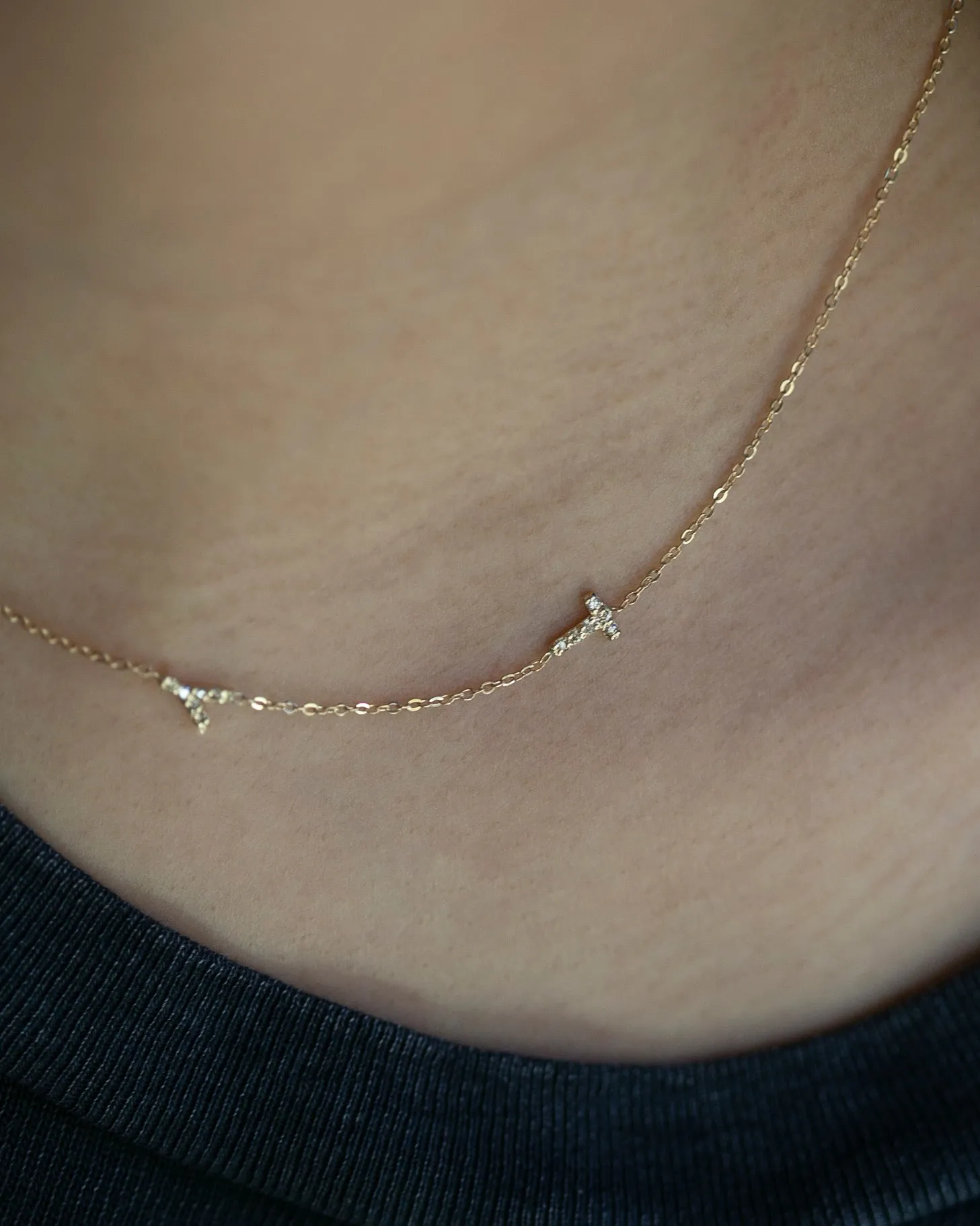 Asymmetrical Diamonds letter Necklace