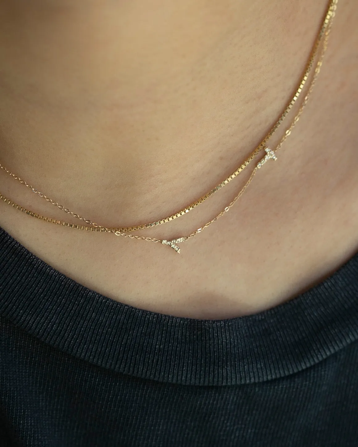 Asymmetrical Diamonds letter Necklace