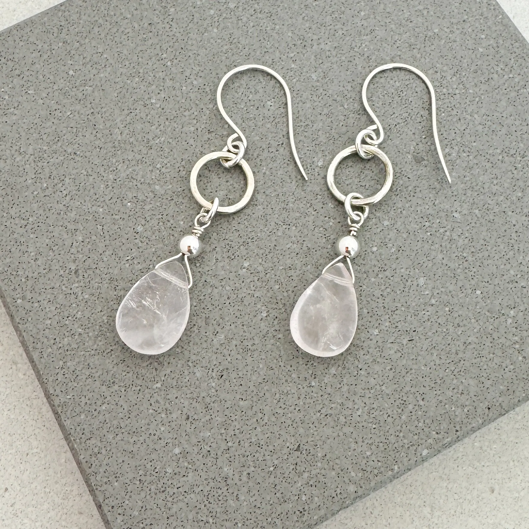 Ava Earrings in Rose Quartz