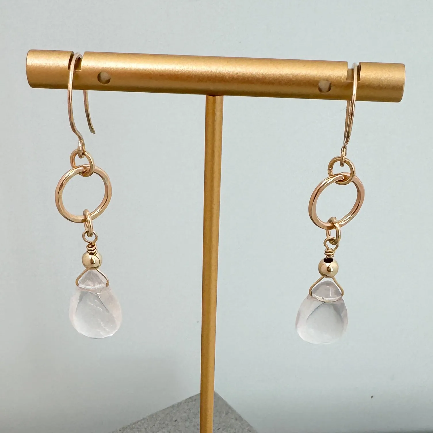 Ava Earrings in Rose Quartz