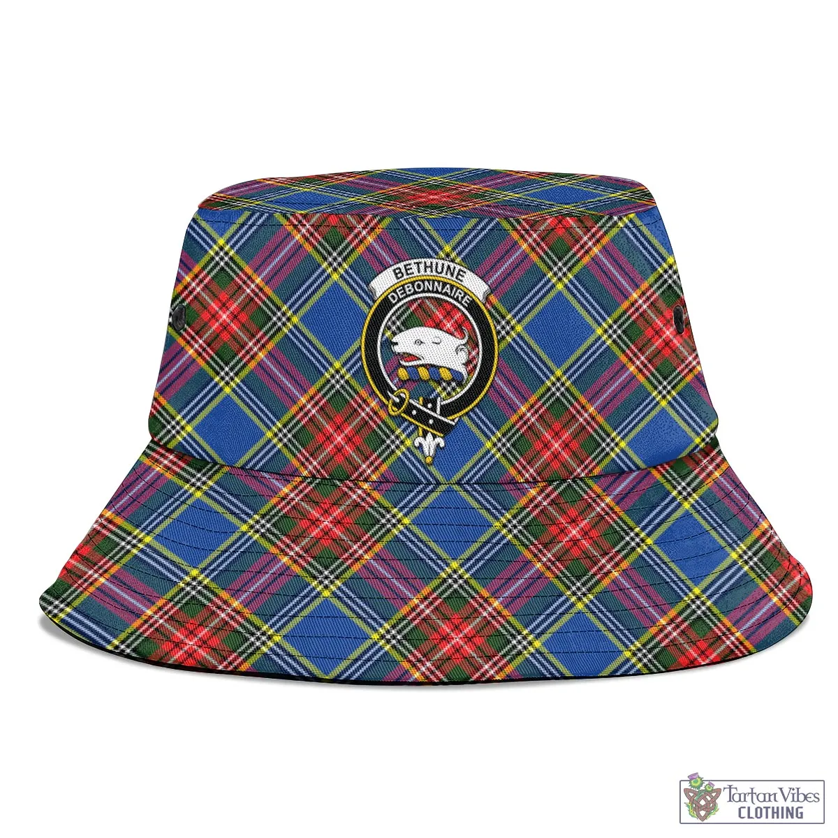 Bethune Tartan Bucket Hat with Family Crest